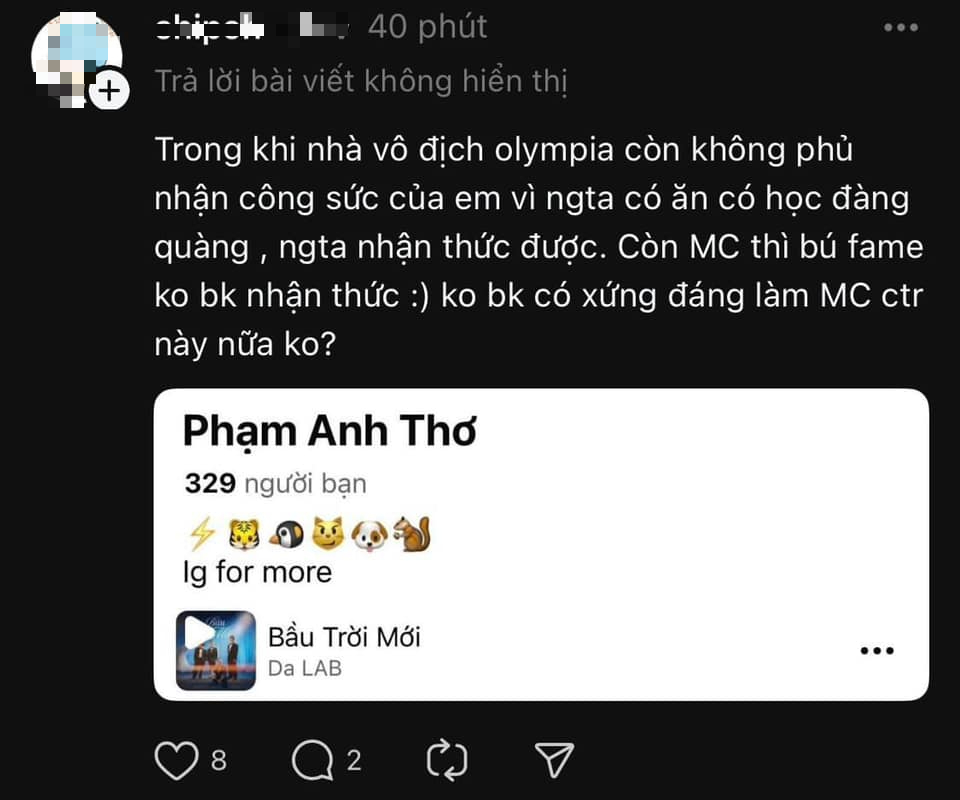 A fan is still so excited that the female MC's studies and the 2008 female student appeared in the last week as an example
