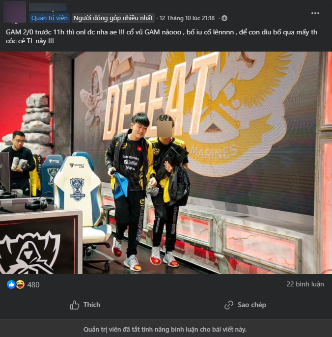 The post is locked from October 12