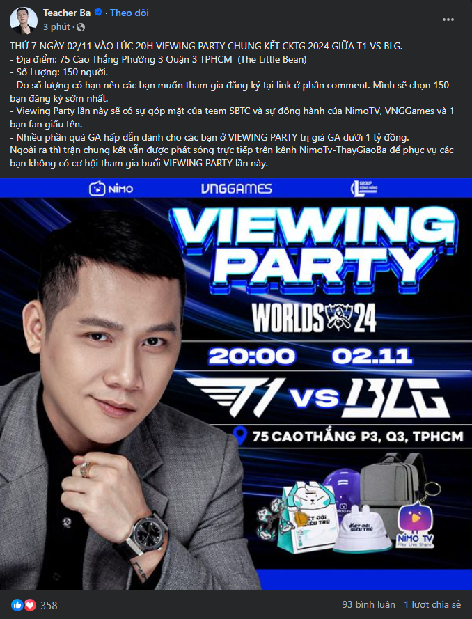 Teacher Ba also organizes Viewing Party
