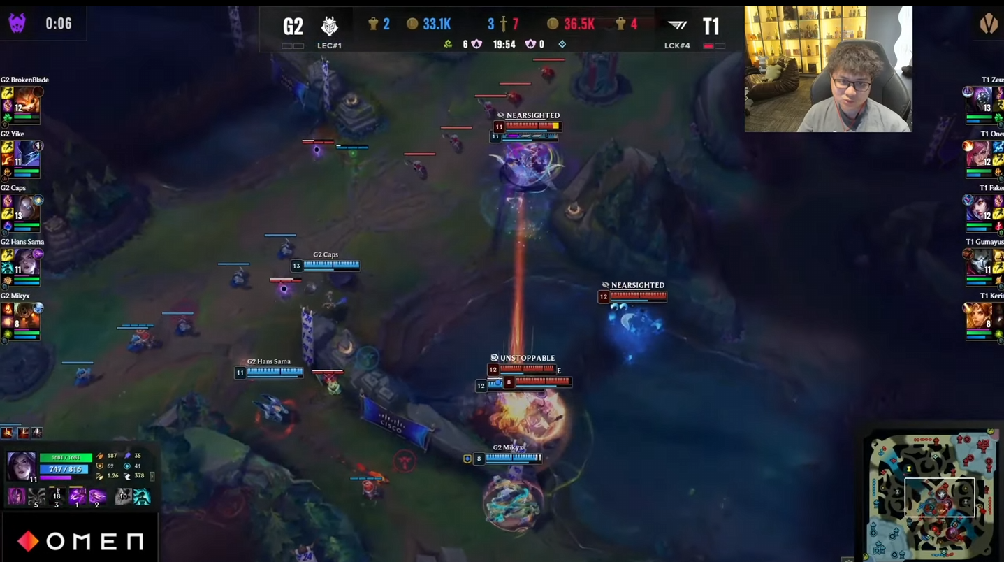 He quickly speeded up in the moment when Combo Orianna - Nocturne just touched