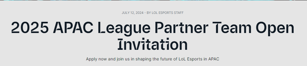 Previously, Riot allowed the teams to register the partner of Riot at APAC 2025