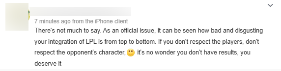 There is nothing to say. Is the organizers that post this post. They show how poor they are in running LPL from top to bottom. Respect the player does not, respect the opponent nor. No wonder if you have no achievements