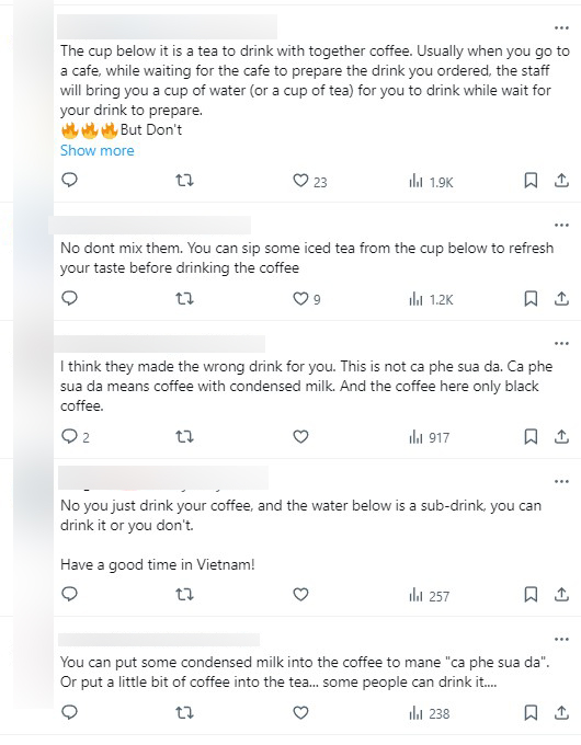 The audience also enthusiastically explained how to use iced tea, why people add and wish the MC has a beautiful experience in Vietnam