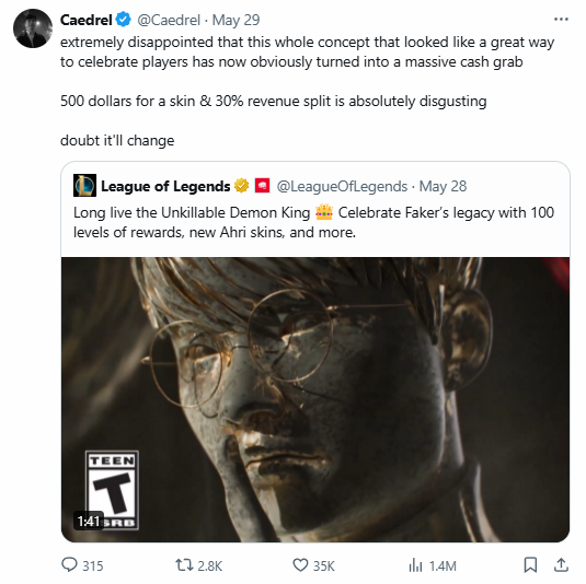 Caedrel frankly about the screen 