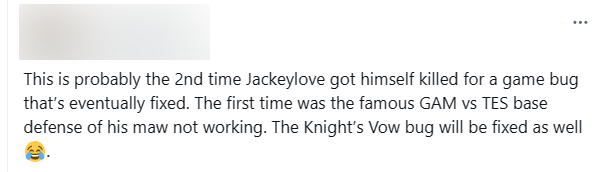 This is the second time Jackkeylove has been defeated for game errors. The first time was the game - Tes and then his thorn mace did not work. Error of the Knight will be edited soon