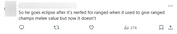So now he is up to Nguyet Dao even though this equipment has just been reduced when used for long -range champions because it no longer provides the ability to damage melee as before?