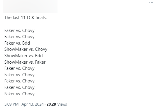 And this was the 7th confrontation of the two players separate the framework of the LCK finals from 2019 to the present