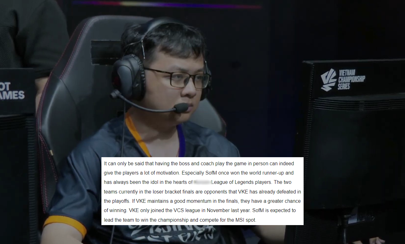 Trang Sohu is very confident in SOFM's VKE will win the VCS: “The competition next to a person who is both an excellent boss, coach and player like SOFM is a great motivation for Vke. More specifically when SOFM used to be the world runner -up and considered as the idol of many players in Vietnam. Both teams in the losing branch are the
