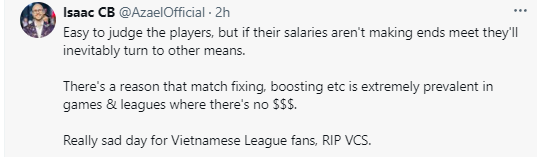 BLV Azael: "It is too easy to judge the players, but the salary does not meet, they will completely take into account other ways. There are reasons that the arrangement of the score, impact on the match, etc. is extremely popular in the game and the tournament is less budget. A sad day for Vietnamese Legends audience. RIP VCS"