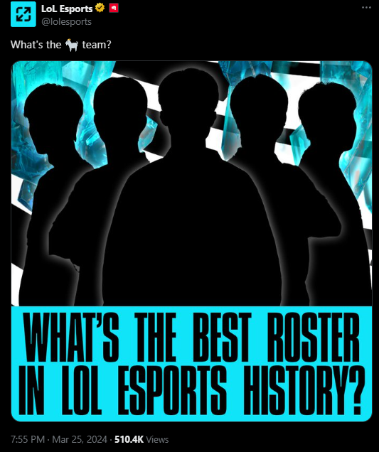 Riot asks questions "What is the strongest squad in the history of professional League of Legends?"