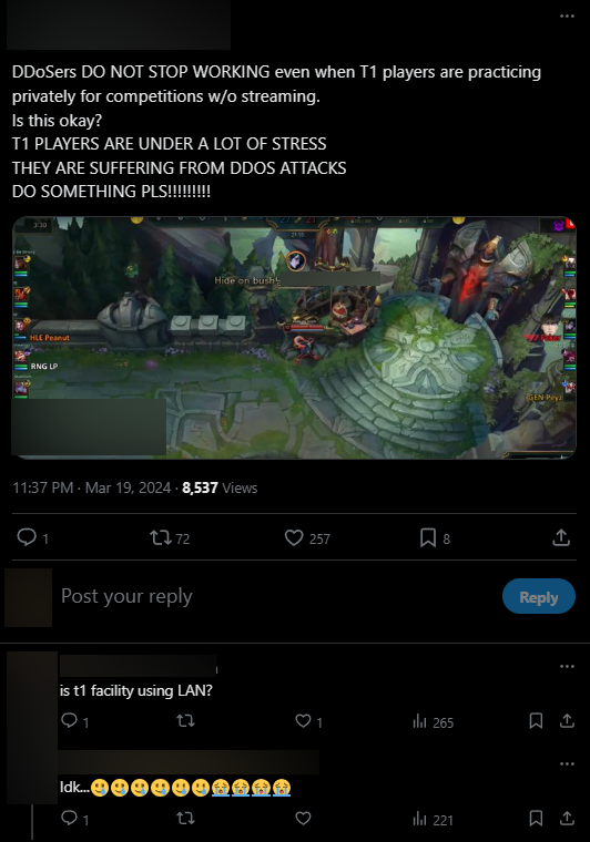 The audience was annoyed when T1 could not practice even after creating a private lobby and no one knew that T1 could be used by LAN or not