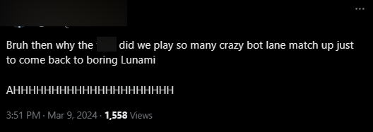 "Why do we constantly have a lot of bot duo "crazy" Then go back to the bored couple Lucian - Nami?"