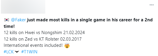 Hwei is also the second general that Faker has 12 or more defeated networks throughout his career