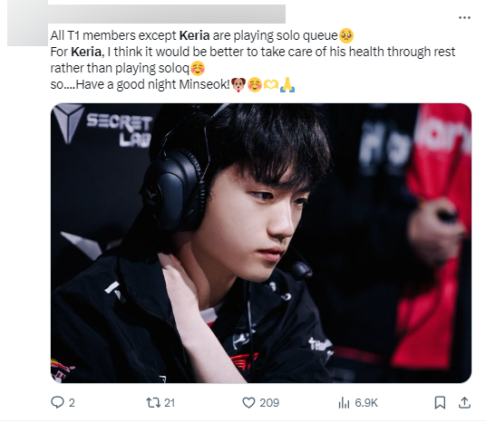 Keria was absent in the last climbing of the T1 star and fans are extremely worried