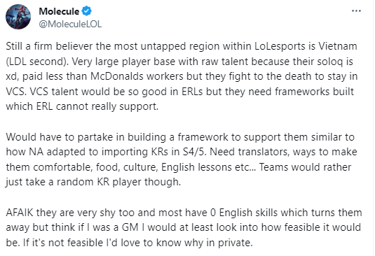 Former international analyst of GAM: "VCS has potential players, ready to play, but the current salary is not commensurate and has special requirements for development needs.". Also are the limitations of the VCS player when traveling abroad