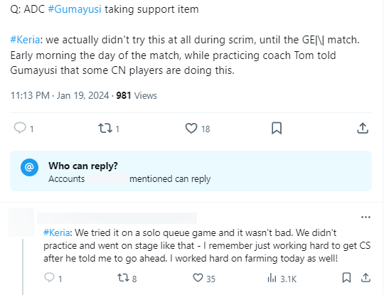 Keria admitted that they had no chance to practice this game before, only used in rank and gen.