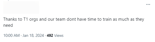 "Thanks to T1, our team does not have as much train time as they need"