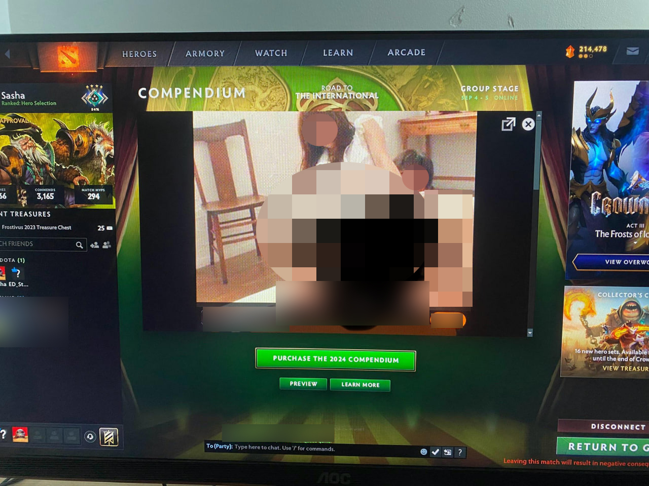 Right in the client of Dota 2, there is a sensitive content