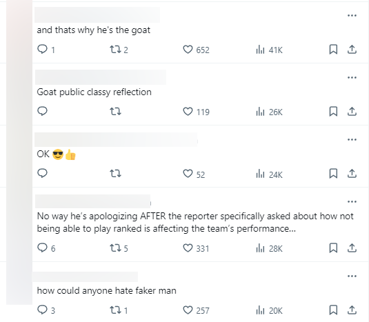 The audience competed to praise Faker