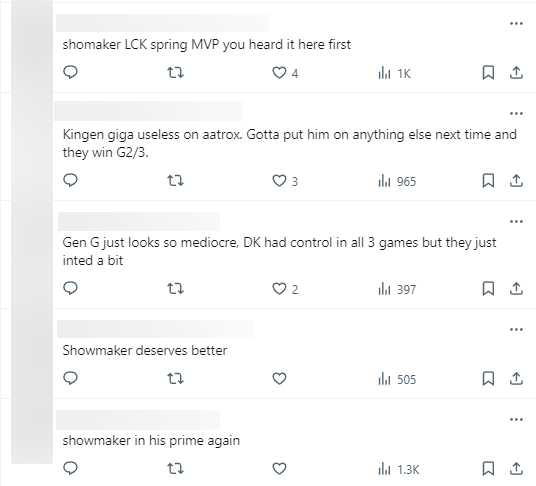 The audience also thinks that DK must be more peak, especially Showmaker but also have to admit that Kingen plays too badly