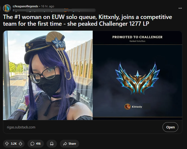 Hot female gamers have the highest League of Legends League, Personal page "unable to escape"- Photo 1.