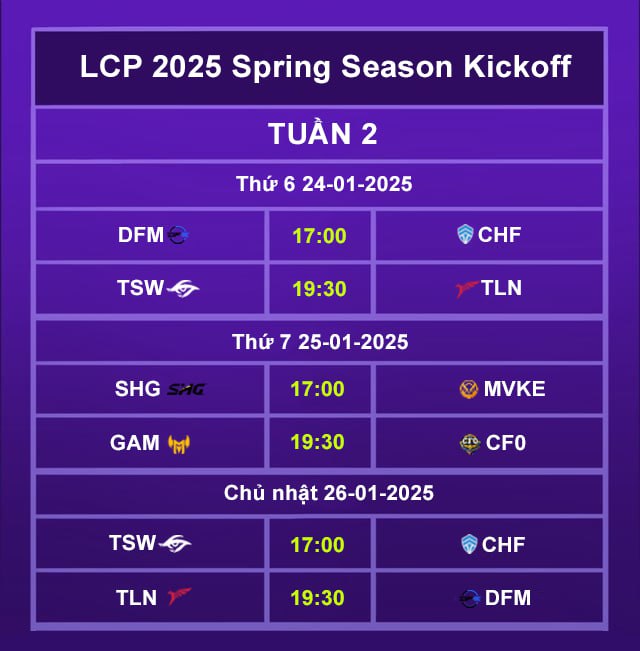 LCP 2025 Season Kickoff schedule: MVke meets 