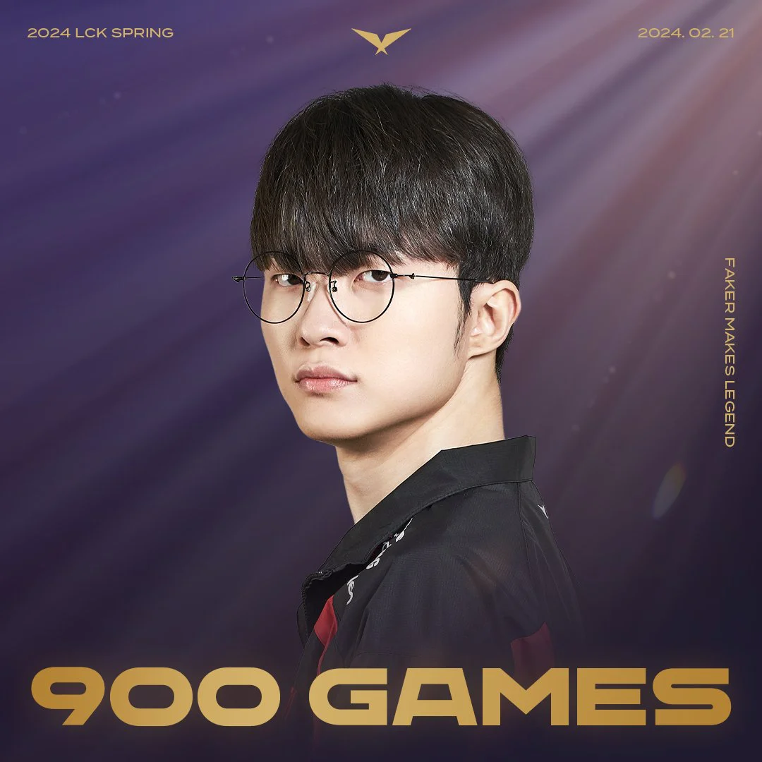 Faker achieved a 900 game for compete in LCK