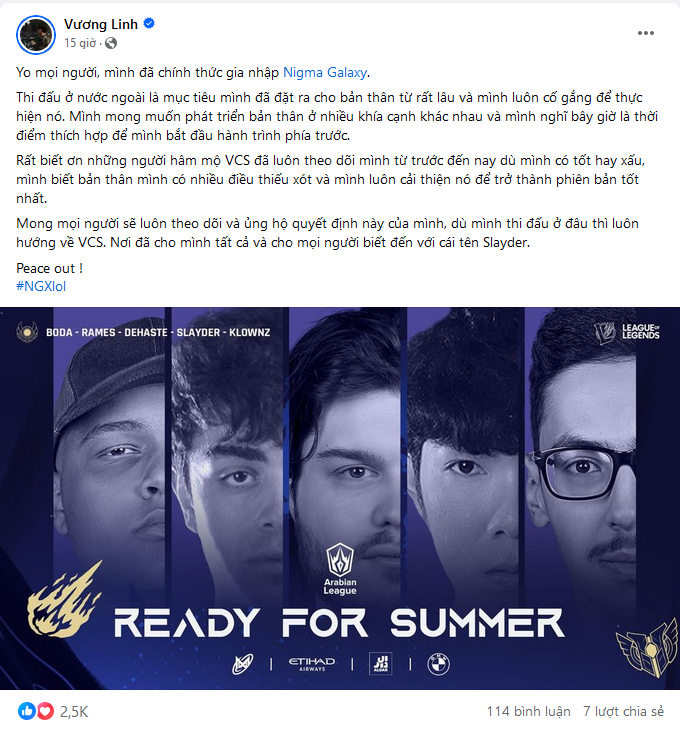 Slayder officially announced to join Nigma Galaxy in the Arab tournament
