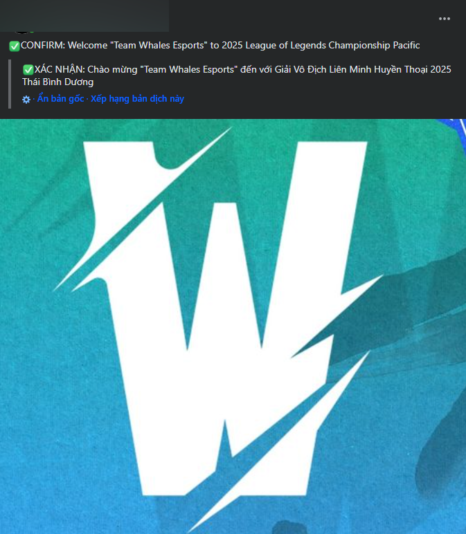 There is information TW will attend the tournament but the team's fanpage has not posted anything