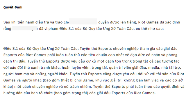 Riot issued a penalty