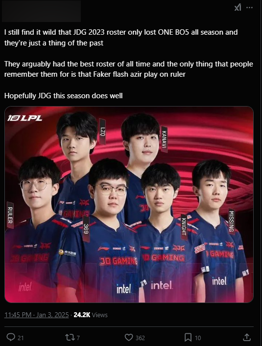 The audience discovered that JDG lost only 1 Bo5 in the 2023 season, which was the defeat T1