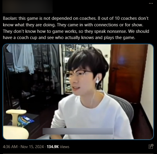 Former King of Worlds 2018 - Baoolan has controversial statements about the role of the coach in League of Legends