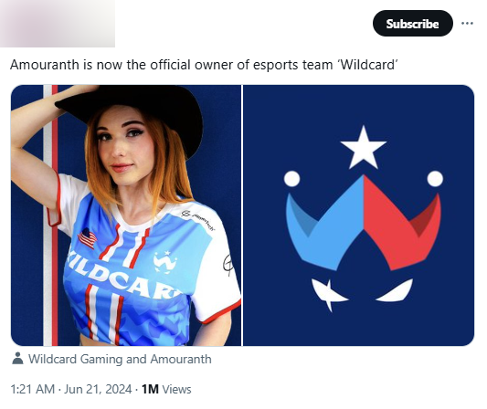 She just bought an esports team called Wildcard Gaming