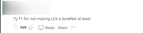 Thank you T1 for not making LCK too boring