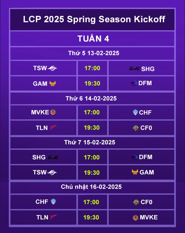 LCP 2025 Season Kickoff schedule: Waiting MVke 